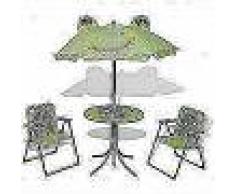 VidaXL Juego de mesa y sillas de jardín infantil con sombrilla verde