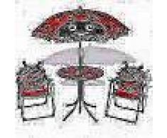 VidaXL Juego de mesa y sillas de jardín infantil con sombrilla rojo