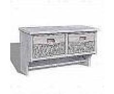 VidaXL Estante De Madera Blanco Con Perchas 2 Cestas De Tejido 4 Ganchos