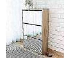 VidaXL Mueble zapatero de roble con 3 compartimentos con espejo