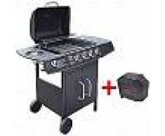 VidaXL Barbacoa grill de gas 4+1 quemadores negra