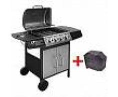 VidaXL Barbacoa grill de gas 4+1 quemadores negra y plateada