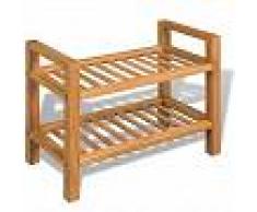 VidaXL Zapatero con dos estantes roble macizo 49,5x27x40 cm