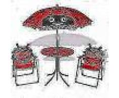 VidaXL Juego de mesa y sillas de jardín infantil con sombrilla rojo