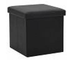 vidaXL Taburete almacenaje plegable cuero sintético negro 38x38x38 cm