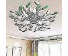 VidaXL Lámpara de techo con brazos de cristal forma de hoja 5 bombillas E14 verde y blanca