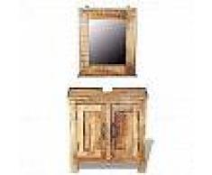 VidaXL Mueble de lavabo con espejo madera de mango maciza