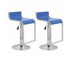 vidaXL Taburete de cocina bar con respaldo de plástico azul, 2 unidades