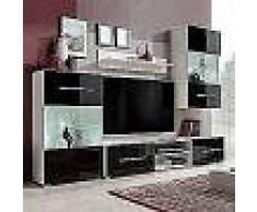 VidaXL Mueble de pared 5 uds gabinete TV con iluminación LED negro