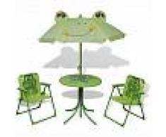 VidaXL Juego de mesa y sillas de jardín infantil con sombrilla verde