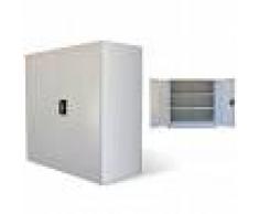 vidaXL Armario de oficina 2 puertas 90 cm acero gris