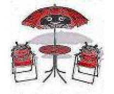 VidaXL Juego de mesa y sillas de jardín infantil con sombrilla rojo