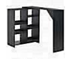 VidaXL Mesa de bar con estantería móvil negro 138x40x120 cm