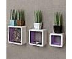 VidaXL 3 estanterías cúbicas material MDF blanco/morado suspendidas libro/DVD