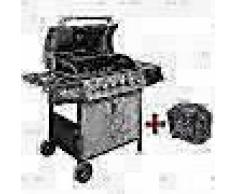 VidaXL Barbacoa grill de gas 6+1 quemadores negra y plateada