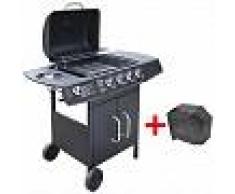 VidaXL Barbacoa grill de gas 4+1 quemadores negra