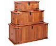 VidaXL Baúl de almacenamiento 3 piezas de madera maciza de acacia