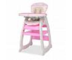 vidaXL Trona convertible 3 en 1 con mesa rosa