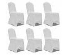 vidaXL Set de 6 Fundas ajustadas para sillas, color blanco