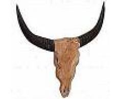VidaXL Escultura de cráneo de toro de teca para pared 69x6x60 cm