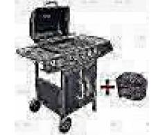 VidaXL Barbacoa grill de gas 4+1 quemadores negra