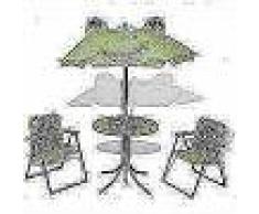 VidaXL Juego de mesa y sillas de jardín infantil con sombrilla verde