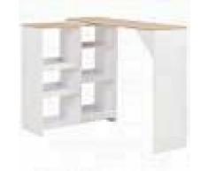 VidaXL Mesa de bar con estantería móvil blanco 138x40x120 cm