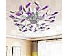 VidaXL Lámpara de techo brazos de cristal forma hoja 5 bombillas E14