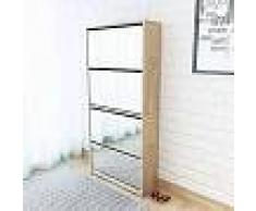 VidaXL Mueble zapatero 4 cajones con espejo roble 63x17x134 cm