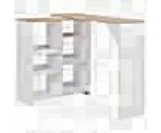 VidaXL Mesa de bar con estantería móvil blanco 138x40x120 cm