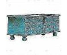 VidaXL Baúl de almacenamiento madera maciza de mango azul 100x40x41 cm