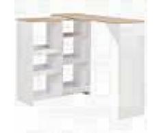VidaXL Mesa de bar con estantería móvil blanco 138x40x120 cm