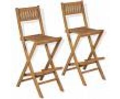 vidaXL Taburetes plegables de bar de jardín 2 uds madera teca maciza
