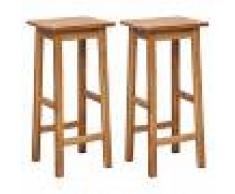 vidaXL Taburetes de bar 2 unidades 30x35x75 cm madera maciza de roble