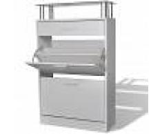 vidaXL Mueble zapatero con cajón y estante superior de vidrio blanco