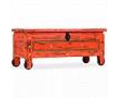 VidaXL Baúl de almacenamiento de madera maciza de mango rojo 101x39x42 cm