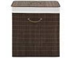 vidaXL Cesto de la ropa de bambú rectangular marrón oscuro