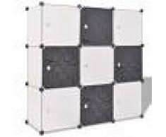 vidaXL Armario cubo organizador con 9 compartimentos negro y blanco