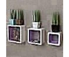VidaXL 3 estanterías cúbicas material MDF blanco/morado suspendidas libro/DVD