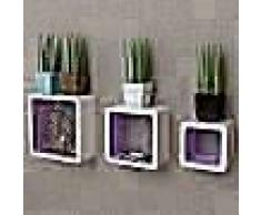 VidaXL 3 estanterías cúbicas material MDF blanco/morado suspendidas libro/DVD