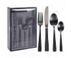 Excellent Houseware Set de cubertería 16 piezas acero inoxidable negro