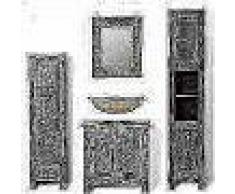 VidaXL Mueble de baño de madera reciclada con espejo y dos armarios laterales