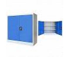 VidaXL Armario de oficina de metal 90x40x90 cm gris y azul