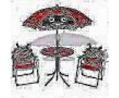 VidaXL Juego de mesa y sillas de jardín infantil con sombrilla rojo