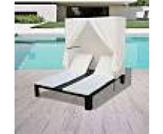 VidaXL Tumbona doble con cortinas ratán sintético negra