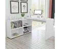 VidaXL Escritorio de esquina 4 estantes blanco