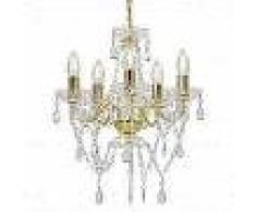 VidaXL Lámpara de araña con cuentas de cristal dorado redonda 5 x E14