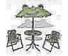 VidaXL Juego de mesa y sillas de jardín infantil con sombrilla verde