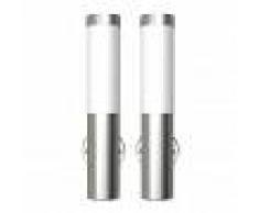 vidaXL 2 Apliques de exterior, lámparas de pared, acero inoxidable