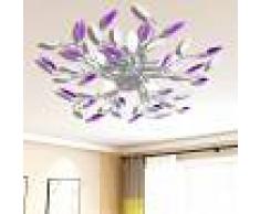 vidaXL Lámpara blanca/púrpura colgante de cristal acrílico 5 bombillas E14